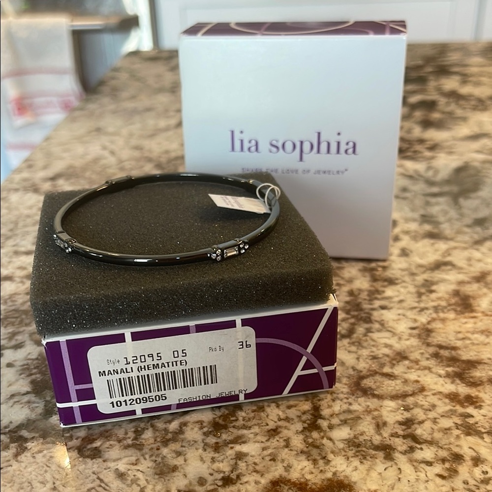 Lia Sophia Manali Hematite Bangle Bracelet NWT